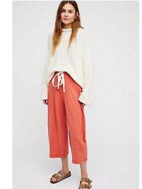 Free People Wild Is The Wind Drawstring Wide-Leg Palazzo Pants size large